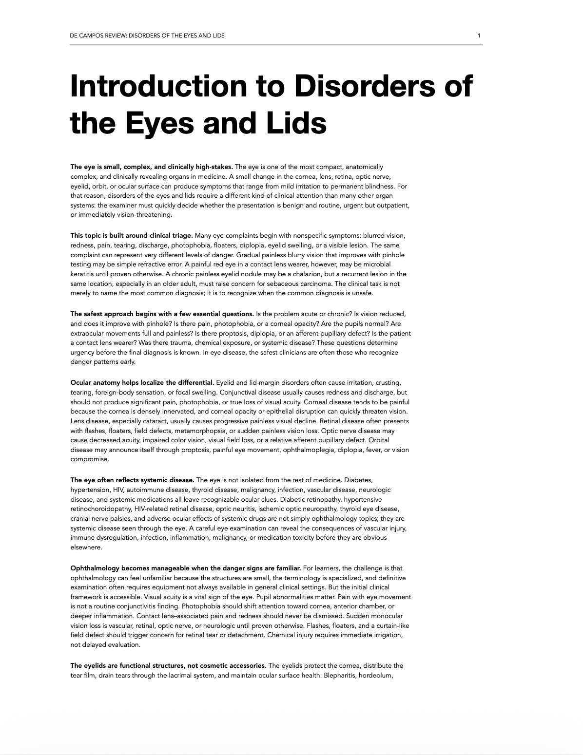 Disorders of the Eyes and Lids